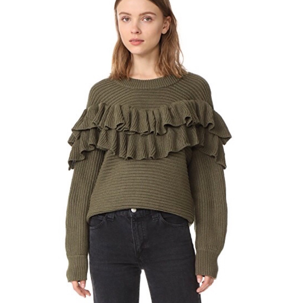 dRA green Merriam ruffle sweater!